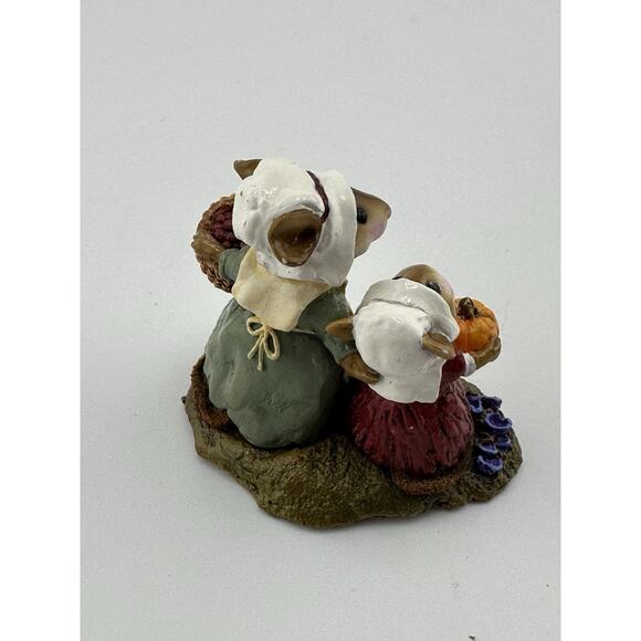 Wee Forest Folk 6 Piece Thanksgiving Figurine Set 1984-1994 Anette Petersen Sign - Picture 7 of 16